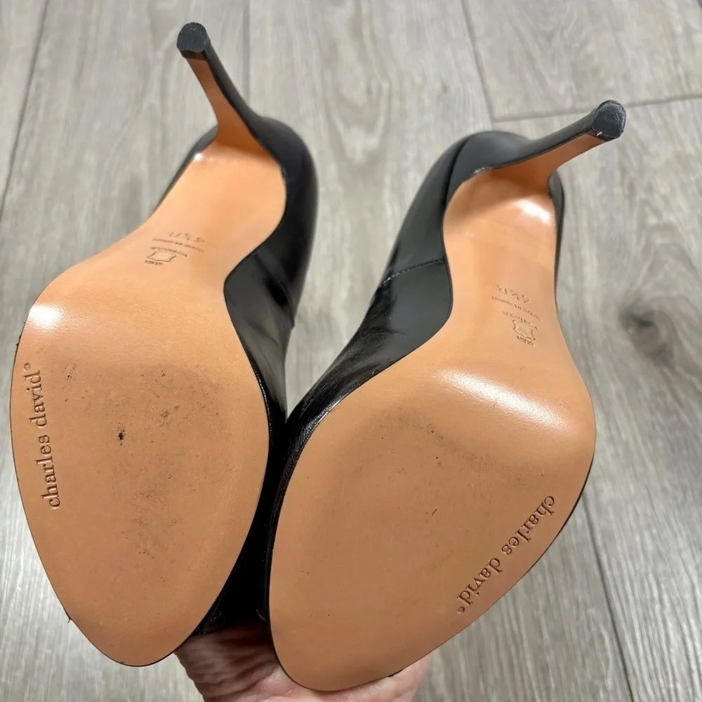 NWOB Charles David Black Peep-Toe Heels - Size 6 1/2 but fit like a 5 1/2